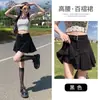 Temporada de comercio transfronterizo falda negra plisada adelgazante de cintura alta talla grande falda de línea A estilo nuevo talla grande petite mezclilla