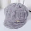 Gorro de otoño e invierno sombrero para señora mayor madre moda femenina casual sombrero de calabaza de mediana edad y ancianos sombrero de lana tejido forrado de polar