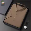 Camiseta de manga corta para hombre, fina, con solapa, de seda helada, manga media, polo para papá, una pieza para hombre, entrega
