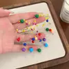 Aretes de flor etéreos estilo francés, dulces y de nicho, estilo vacacional, femeninos, con cuentas, lindos, a la moda y aretes de botón únicos