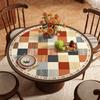 Tapete de mesa de jantar redondo estilo americano, à prova d'água e óleo, não lavável, leve, luxuoso, retrô, pequeno, toalha de mesa de centro, toalha de mesa redonda
