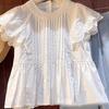 Conjunto de Ropa de Verano para Niñas: Elegante Camisa Hueca de Marca de Moda para Bebés y Niños Estilo Coreano, Camisa de Muñeca, Pantalones de Pierna Ancha con Encaje