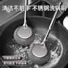 Cepillo de Olla Extendido de Acero Inoxidable para Limpieza de Cocina Doméstica, Adecuado para Lavar Ollas y Tazones Sin Dañar las Ollas, Cepillo de Limpieza de Alambre de Acero con Mango Largo, Bola de Lana de Acero