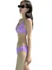 Nuevo Bikini de Dos Piezas Transfronterizo para Mujer 2025 Color Caramelo Lindo Estudiante Traje de Baño para Vacaciones en Aguas Termales Bikini