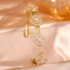 RAKOL Moda Luxo Leve Cobre Incrustado Zircônia Trevo de Quatro Folhas Aberto Ajustável Pulseira Feminina Nicho Toque de Alto Padrão Joia de Mão