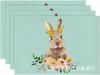 2025 Mantel Individual de Pascua de Venta Caliente Transfronterizo Tela Lino Estampado Huevo Conejo Mantel Vajilla Aislamiento Térmico