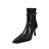 Elegantes y Ligeramente Sexy Tacones de Palillo y Botines Ajustados Invierno 2026 Tacones Delgados Tacones Altos Punta Cuadrada Pequeña Para Viajar Elásticos Botines de Piel de Cordero para Mujer