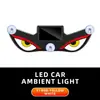 Luces de Neón para Coche Alimentadas por Energía Solar Ojo de Diablo Frío Inalámbrico Luz Ambiental LED con Ventosa Recargable por USB Luz de Respiración Atmosférica