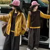 Chaqueta de cuero para niña para primavera y otoño 2026, nueva chaqueta elegante con cuello de solapa para niños mayores, abrigo holgado de manga larga estilo coreano, a la moda