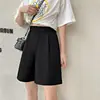 Pantalones Cortos de Traje Negros de Verano para Mujer Tallas Grandes MM Gorditas Cintura Alta Sueltos Pierna Ancha Pantalones de Cinco Puntos Longitud Media Versátiles Pantalones de Traje