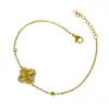 Pulsera de Trébol de Cuatro Hojas de la Suerte con Circonita en Stock Acero de Titanio No se Desvanece Exquisito Accesorio de Nicho para Mujer Pulsera