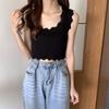Sudeste Asiático Colete sem mangas Feminino 2023 Verão Suéter de malha com decote em U Base interna Desgaste externo Linda parte traseira Pequena Top tipo tira