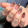 Ins Meilade gradiente marrón nude uñas postizas transparentes gelatina color piel natural arte de uñas simple de alta gama almendra uñas postizas