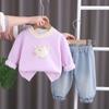 Traje de primavera y otoño para niñas 2025, nuevo traje de moda para niños de primavera, sudadera de primavera para bebés, dos piezas, estilo occidental