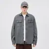Ropa para Hombre Fengshe / Nueva Chaqueta con Cuello Solapa Otoño-Invierno Camisa de Trabajo de Algodón Puro Estilo Japonés Tendencia Camisa de Manga Larga para Hombre