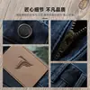 Calça Jeans Masculina de Perna Reta Cinza Azul Sarja Stretch Casual Versátil Outono Inverno Grossa Cintura Média Alta Calça Longa Solta