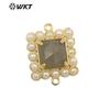 WT-PC004 venda quente exportação Atacado cor natural gema ametista pedra glitter quadrado DIY brincos pingente feminino