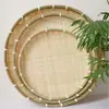 Recogedor de Bambú Hecho a Mano para Uso Doméstico, Productos Redondos de Bambú Tejido, Colador para Almacenamiento, Lavado de Verduras, Secado, Decoración de Granja, Productos de Bambú