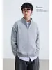 Nueva colección otoño/invierno 2024: Suéter de punto casual y de corte relajado, estilo retro americano, de cuello en V, prenda exterior de color liso para hombre