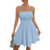 Sitio Web Independiente Transfronterizo Europeo y Americano Moda Femenina Vestido Suave y Sexy Estilo Francés sin Tirantes Hombros Descubiertos Ajustado Corto
