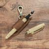 Estuche para bolígrafos de cuero Crazy Horse transfronterizo Nuevo Portátil con Llavero Inserción para un solo bolígrafo Estuche para bolígrafo de firma portátil para doctor