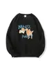Moletom preto de gola redonda para mulheres, novo estilo outono/inverno, com estampa de cachorrinho de desenho animado, corte casual e solto, com forro de fleece adicionado para aquecimento extra