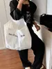 Bolsa de Lona Transfronteriza para Mujer, Bolso de Hombro de Gran Capacidad, Bolso de Lona con Letras de Moda Estilo Coreano, Bolsa Tote para Viaje Diario, Bolsa para Clase de Estudiante