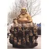 Fábrica de Talla en Cobre para Cabello Hengbao Fundición Templo Cobre Buda Maitreya Estatua Cobre Puro Sentado Loto Barriga Grande Sonrisa Buda Maitreya Fundición Cobre Buda Maitreya