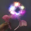 Nueva diadema luminosa de orejas de conejo con plumas para el pelo, accesorio para el pelo de concierto en lugar escénico, diadema de actuación, suministro para mercado nocturno, venta al por mayor