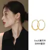 Pendientes de Aro de Plata de Ley S925 de Verano para Mujer, Pendientes de Aro Simples de Alta Gama, Pendientes Circulares Grandes Versátiles y Elegantes Que Hacen que el Rostro Parezca Más Pequeño