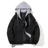 Ropa de algodón elegante y de moda de marca para hombres y mujeres, chaqueta con capucha de invierno gruesa, abrigo de algodón versátil de imitación de dos piezas para parejas, tendencia de moda para hombres