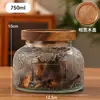 Pote Selado com Relevo Vintage Garrafa de Barriga Grande Pote Redondo Doméstico para Armazenamento Embalagem de Grãos Garrafa de Vidro Transparente Garrafa Vazia Venda por Atacado