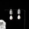 Pendientes de espiga de trigo con microincrustaciones de circonita y diseño de nicho, pendientes de perla con forma de gota de agua para mujer, pendientes de plata S925 con temperamento de aguja que combinan con todo.