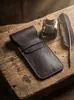 Estuche de Cuero Genuino de Alta Gama Amazon, Bolígrafo de Primera Capa de Piel de Vaca Simple y Portátil, Funda Protectora para Grabadora y Pluma Fuente
