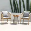 Mesas y Sillas para Patio Exterior, Balcón de Villa, Mesa y Sillas de Té para el Hogar, Mesa de Ocio, Dos Sillas, Silla de Mimbre, Mesa de Café, Combinación de Conjunto de Tres Piezas