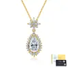 Collar de plata de ley S925 con moissanita en forma de pera para mujer, diseño de gota de agua, cadena de clavícula de lujo ligero, venta al por mayor de fábrica