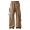 2026 Pantalones de Trabajo de Color Sólido Retro Americano Nuevos, Simples, Multibolsillos, Estilo Callejero para Todas las Estaciones, Jeans Rectos Adelgazantes
