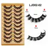 10 Pares de Cílios Postiços Russian Curl, Cruzamento Europeu e Americano Espessos Cílios Dd Haste Preta Cola Modelo de Comércio Exterior
