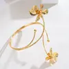 Moda Coreana Transfronteiriça Europeia e Americana Mais Vendida Boêmio Floral Esmalte Metal Gotejamento de Óleo Flor Abertura Braço Pulseira Joias para Mulheres