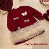 Ropa para Niños Ningli 2025 Otoño e Invierno Nuevo Estilo Coreano Niñas y Niños Sudadera Falda de Malla con Encaje de Dibujos Animados Forrada de Polar