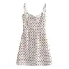 Vestido con Tirantes Estilo Retro Francés Dulce Estampado de Lunares Aspecto Adelgazante Cinturón en la Cintura Falda Corta Nuevo Otoño 2025 para Mujer