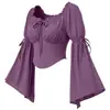 2026 Top Corset Transfronteiriço Amazon para Mulheres, Camisa Renascentista com Gola Elástica, Top Ombro a Ombro para Mulheres