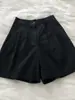 Shorts de Algodón y Lino Estilo Retro Japonés para Mujer, Verano, Cintura Alta, Petite, Lino Delgado, Pierna Ancha, Casual, Línea A, Pantalones de Cinco Puntos