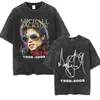 Camiseta Gráfica Vintage Lavada Michael Jackson Ícone Pop para Homens e Mulheres, Camiseta Retro Rock Gótico para Homens