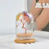 Tampa de vidro de cristal natural árvore de citrino árvore da fortuna árvore da vida decoração tampa de vidro diy enfeites de árvore da fortuna