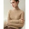 Suéter de Cachemira para Mujer % Cachemira Pura Estilo Nuevo Cuello de Pila Jersey Ajustado Canalé Ajustado Suéter de Punto Cálido
