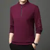 Sudadera de Hombre Nueva de Invierno 2024 con Media Cremallera Estampada, Versátil para Negocios, Forrada de Borrego, Camiseta Base Cálida para Hombre
