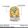 Anillo Transfronterizo Europeo y Americano de Acero de Titanio Piedra Natural Estilo Nicho de Alta Gama Acero Inoxidable Abierto Ajustable Anillo de Dedo Resistente al Desgaste Joyería de Mano al por Mayor