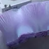 En stock 14cm organza iridiscente degradado plisado falda de disfraz de sirena tridimensional material auxiliar encaje con volantes