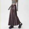 Toma real de falda de satén de acetato francés de sirena para mujer, nuevo modelo otoño 2026, de cintura alta, adelgazante, ajustada, larga